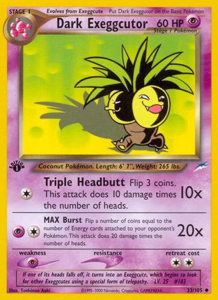 Dark Exeggcutor (033/105) 1st Edition [Neo Destiny] - Uncommon