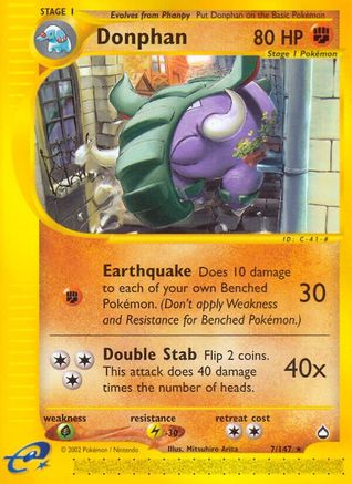 Donphan (7/147) Reverse Holofoil [Aquapolis] - Rare
