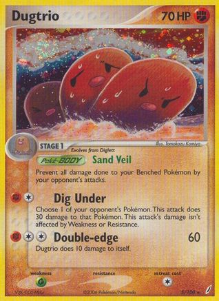 Dugtrio (5/100) Reverse Holofoil [Crystal Guardians] - Holo Rare