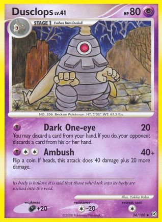 Dusclops (34/100) Reverse Holofoil [Stormfront] - Uncommon