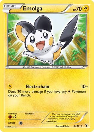 Emolga (37/101) Reverse Holofoil [Noble Victories] - Uncommon