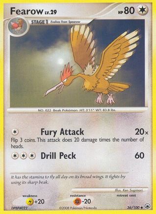 Fearow (36/100) Reverse Holofoil [Majestic Dawn] - Uncommon