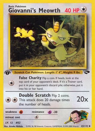 Giovanni's Meowth (043/132) 1st Edition [Gym Challenge] - Uncommon