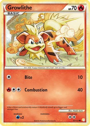 Growlithe (065/123) Reverse Holofoil [HeartGold SoulSilver] - Common