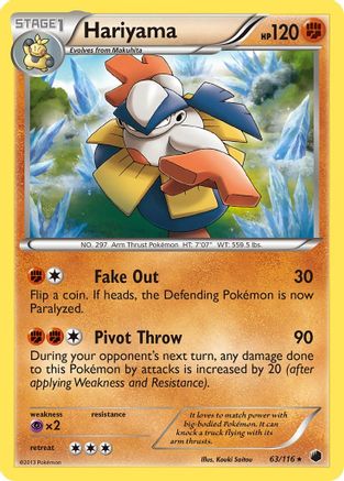 Hariyama (63/116) Reverse Holofoil [Plasma Freeze] - Rare