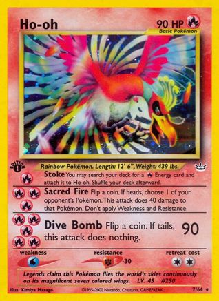 Ho-oh (7/64) 1st Edition Holofoil [Neo Revelation] - Holo Rare
