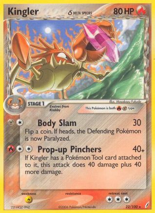 Kingler (Delta Species) (22/100) Reverse Holofoil [Crystal Guardians] - Rare