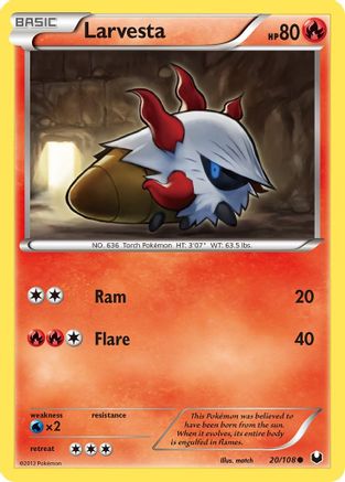 Larvesta (20/108) Reverse Holofoil [Dark Explorers] - Common