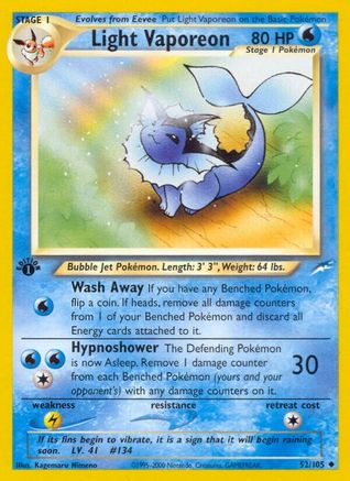 Light Vaporeon (052/105) 1st Edition [Neo Destiny] - Uncommon
