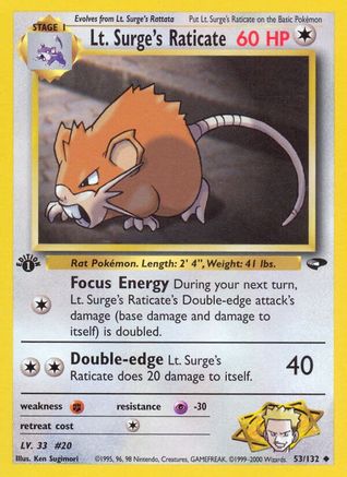 Lt. Surge's Raticate (053/132) 1st Edition [Gym Challenge] - Uncommon
