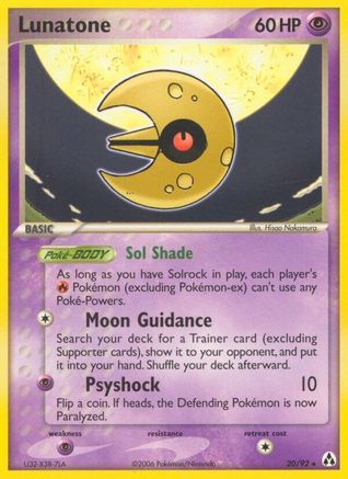 Lunatone (20/92) Reverse Holofoil [Legend Maker] - Rare