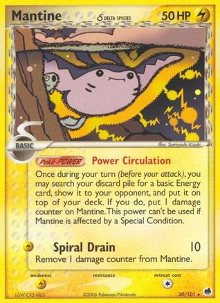 Mantine (Delta Species) (020/101) Reverse Holofoil [Dragon Frontiers] - Rare