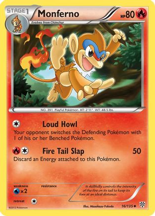 Monferno (16/135) Reverse Holofoil [Plasma Storm] - Uncommon
