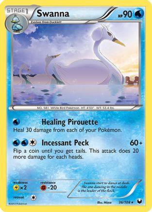 Swanna (36/108) Reverse Holofoil [Dark Explorers] - Rare