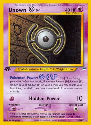Unown [H] (28/105) 1st Edition [Neo Destiny] - Rare