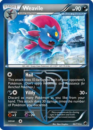 Weavile (Team Plasma) (66/116) Reverse Holofoil [Plasma Freeze] - Rare