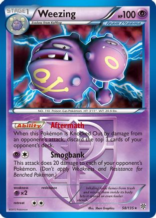 Weezing (Team Plasma) (058/135) Reverse Holofoil [Plasma Storm] - Holo Rare