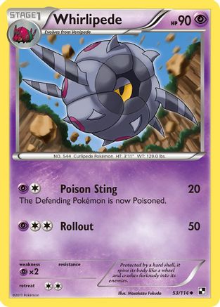 Whirlipede (53/114) Reverse Holofoil [Black and White] - Uncommon