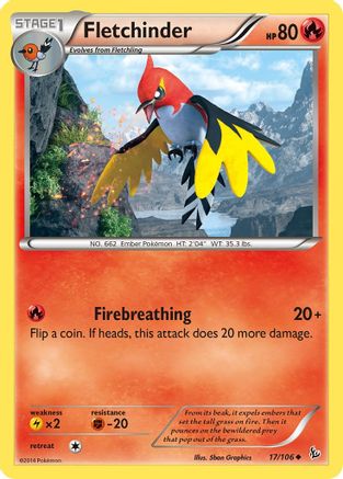Fletchinder (017/106) Reverse Holofoil [Flashfire] - Uncommon