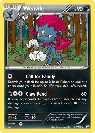 Weavile (052/106) Reverse Holofoil [Flashfire] - Rare