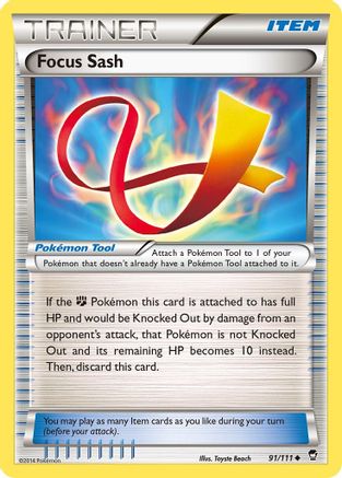 Focus Sash (091/111) Reverse Holofoil [Furious Fists] - Uncommon
