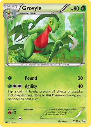 Grovyle (007/160) Reverse Holofoil [Primal Clash] - Uncommon