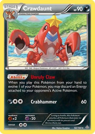 Crawdaunt (92/160) Reverse Holofoil [Primal Clash] - Holo Rare