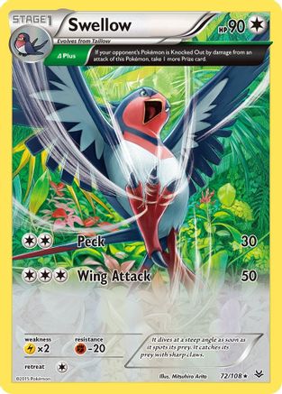 Swellow (72 Delta) (072/108) Reverse Holofoil [Roaring Skies] - Holo Rare