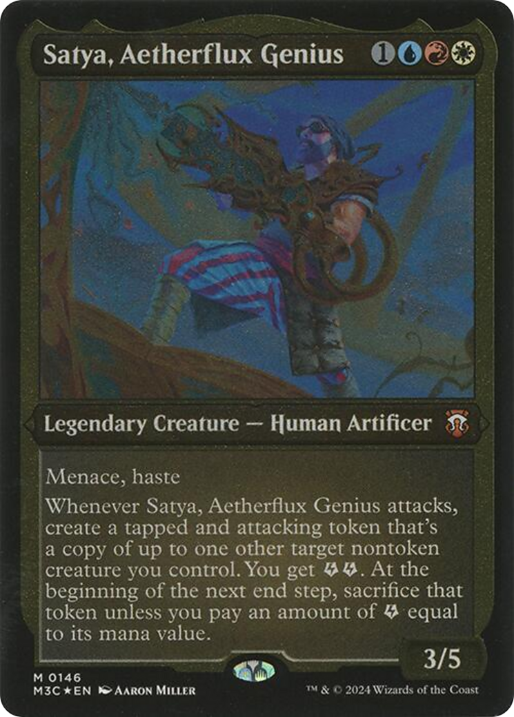 Satya, Aetherflux Genius (Display Commander) - Thick Stock (M3C-146) - Modern Horizons 3 Commander Foil