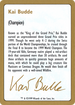1999 Kai Budde Biography Card (WCD-) - World Championship Decks 1999
