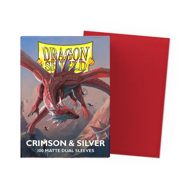 Dragon Shield Matte Dual Card Sleeves 100ct - Crimson & Silver