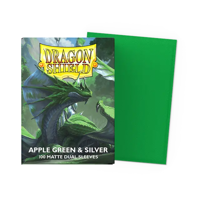 Dragon Shield Matte Dual Card Sleeves 100ct - Apple Green & Silver