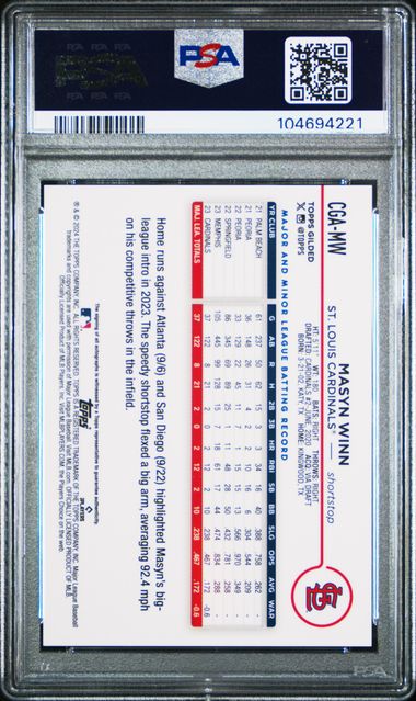2024 Topps Gilded Collection Chrome Gold Autograph #CGAMW Masyn Wynn #58/99 PSA 9 (Rookie) | Eastridge Sports Cards