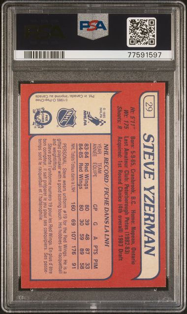 1985-86 O-Pee-Chee #29 Steve Yzerman PSA 9 | Eastridge Sports Cards