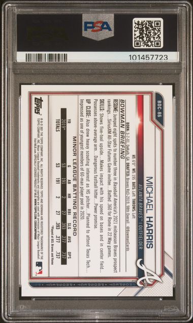 2021 Bowman Chrome Draft Gold Refractor #BDC86 Michael Harris #20/50 PSA 10