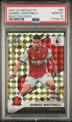 2021-22 Panini Mosaic English Premier League Reactive Gold #65 Gabriel Martinelli PSA 10 | Eastridge Sports Cards