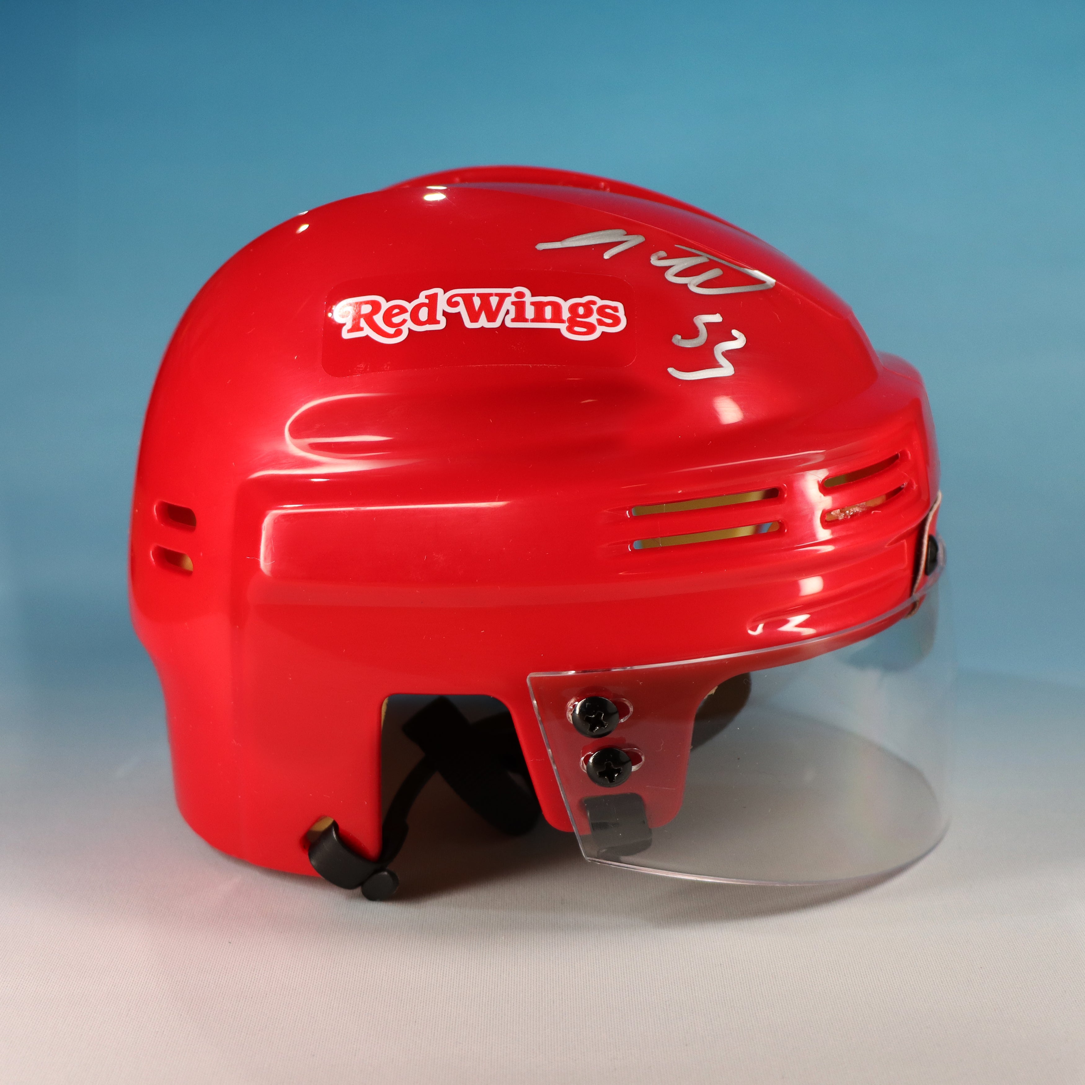 Moritz Seider Autographed Detroit Red Wings Red Mini Helmet (Fanatics Authentic)