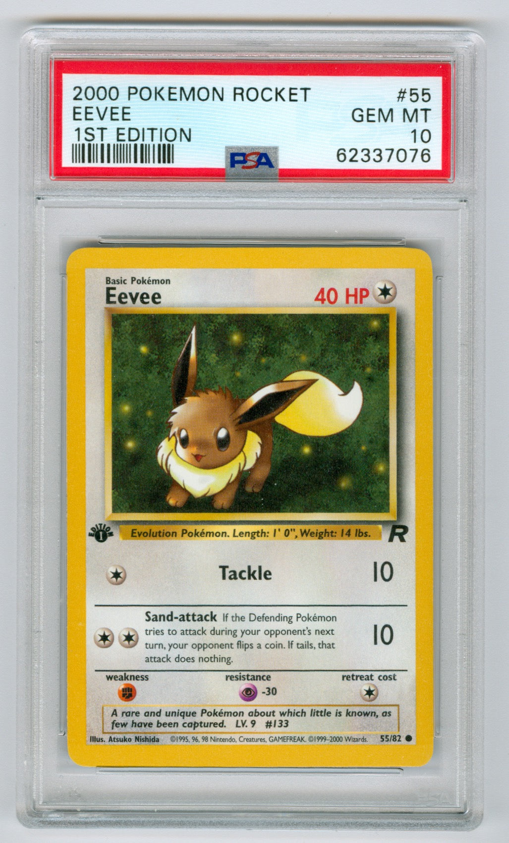 2000 Pokemon Rocket 1st Edition #55 Eevee PSA 10