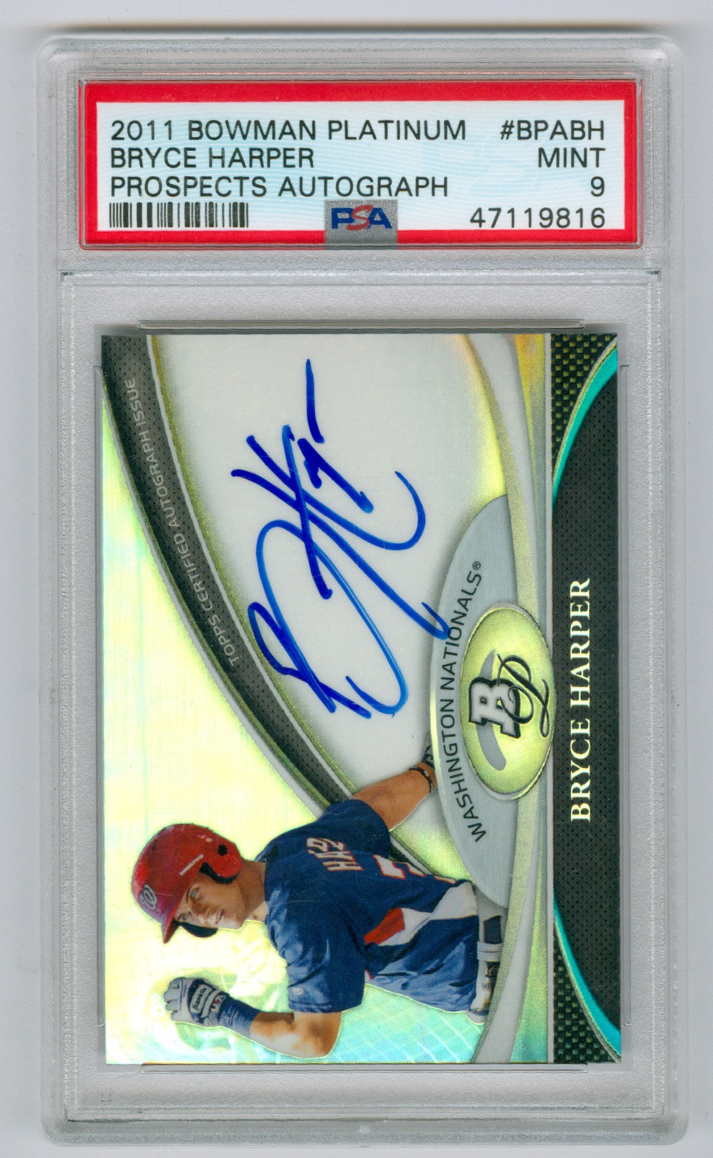 2011 Bowman Platinum Prospect Autograph #BPABH Bryce Harper PSA 9