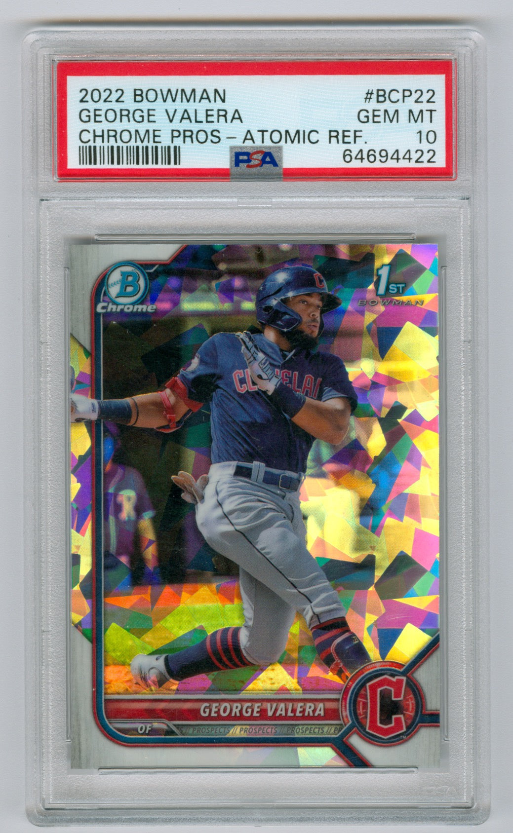 2022 Bowman Chrome Prospects Atomic Refractor #BCP22 George Valera PSA 10