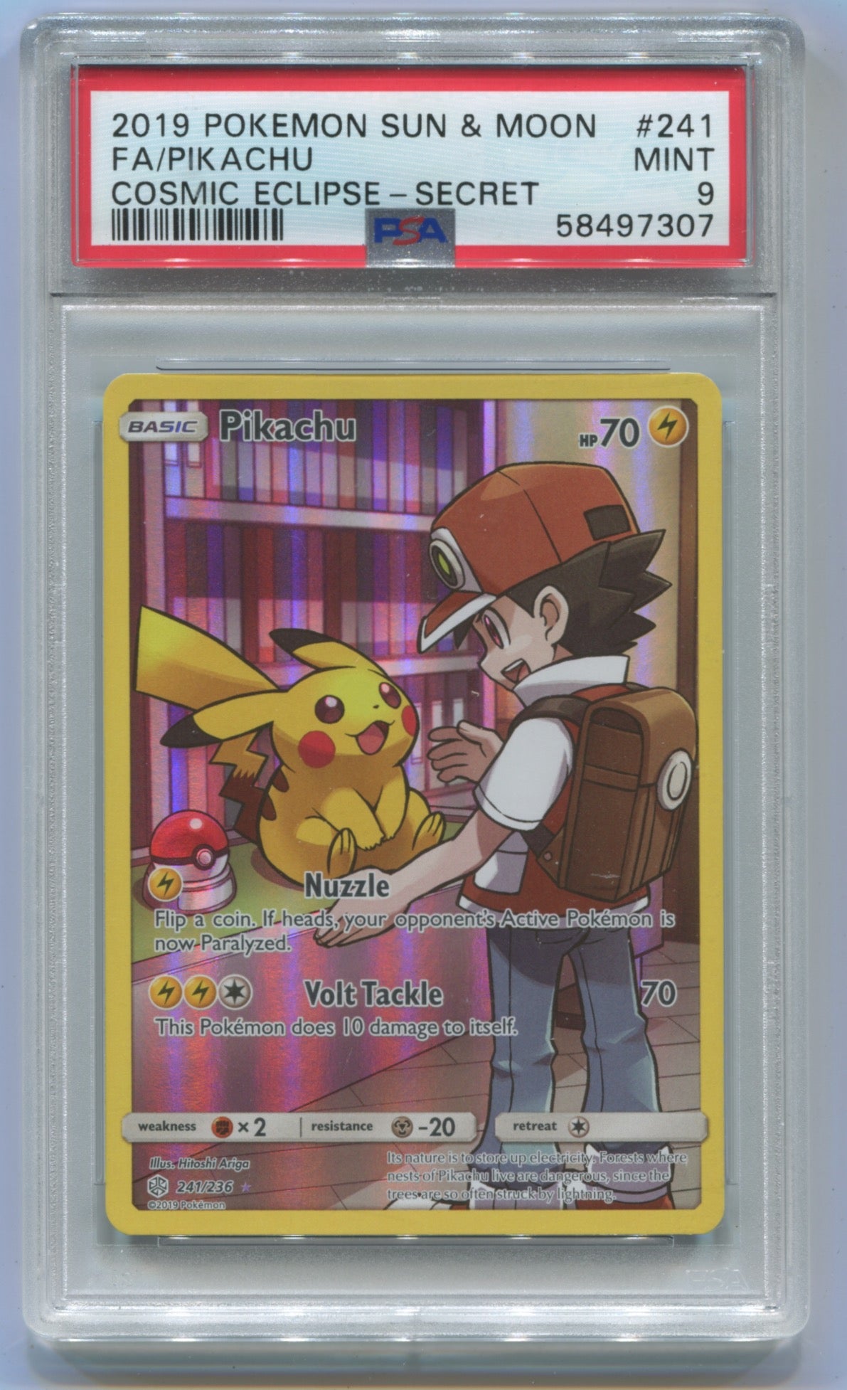 2019 Pokemon Cosmic Eclipse #241 Pikachu- Full Art PSA 9