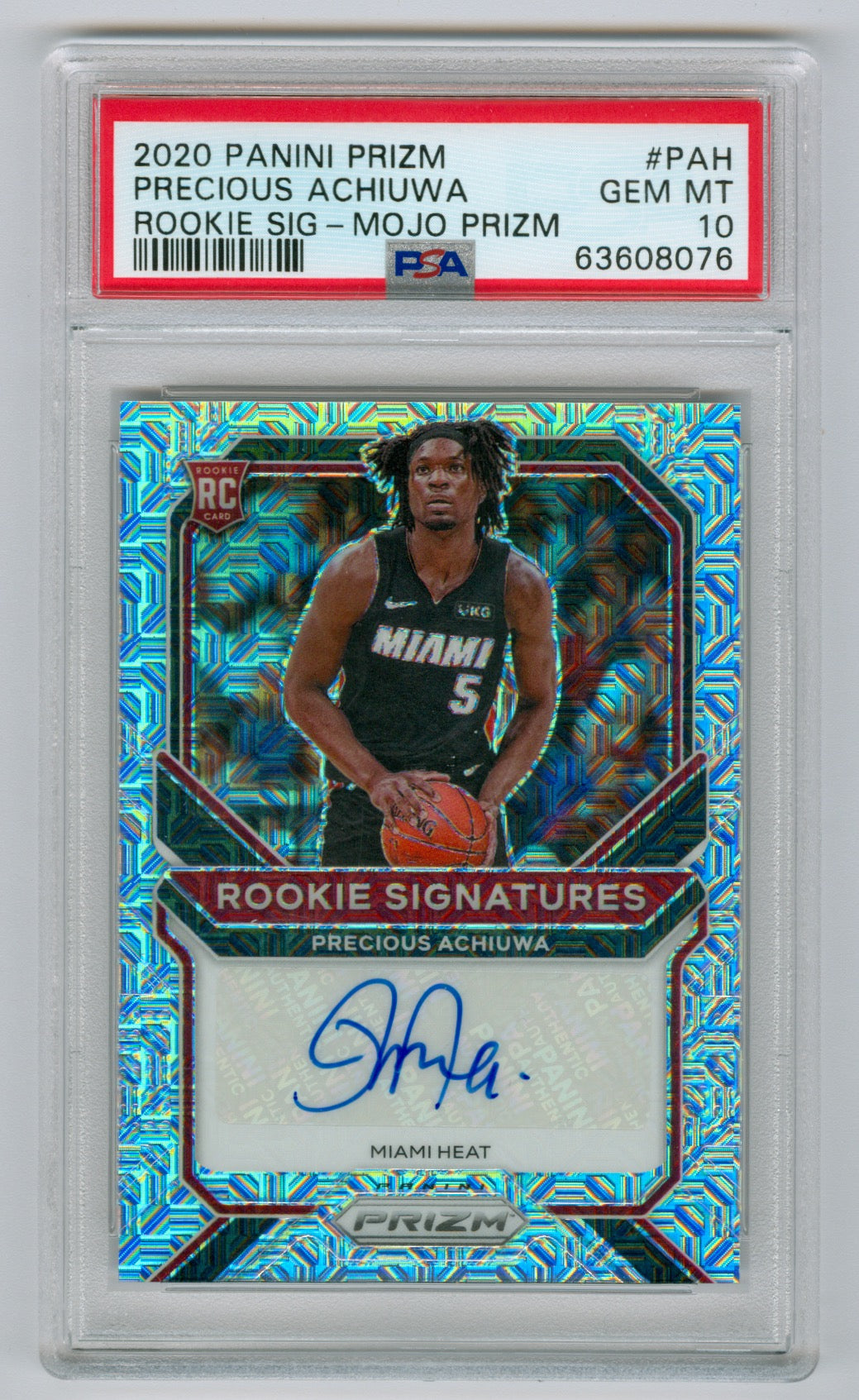 2020-21 Panini Prizm Rookie Signatures Mojo Prizm #PAH Precious Achiuwa #19/25 PSA 10 (Rookie)