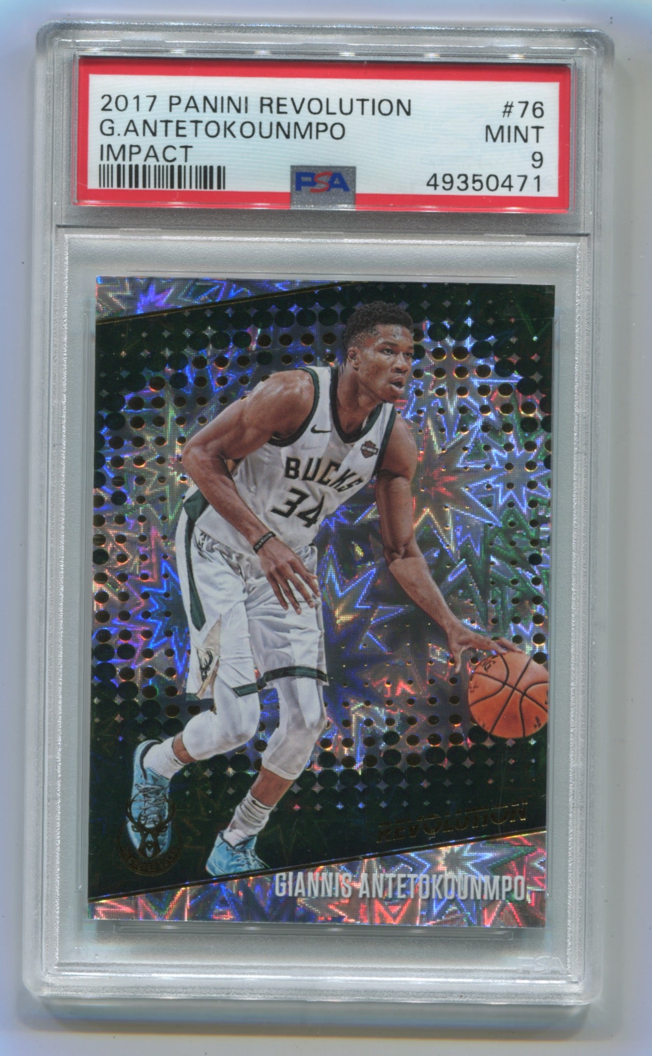 2017-18 Panini Revolution Impact #76 Giannis Antetokounmpo PSA 9