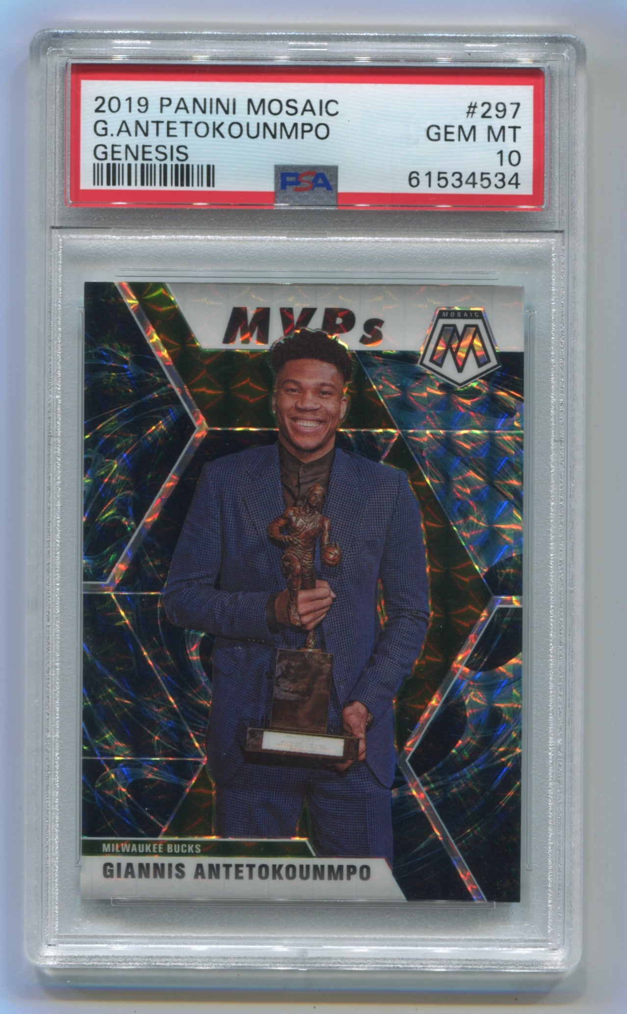 2019-20 Panini Mosaic Genesis #297 Giannis Antetokounmpo PSA 10
