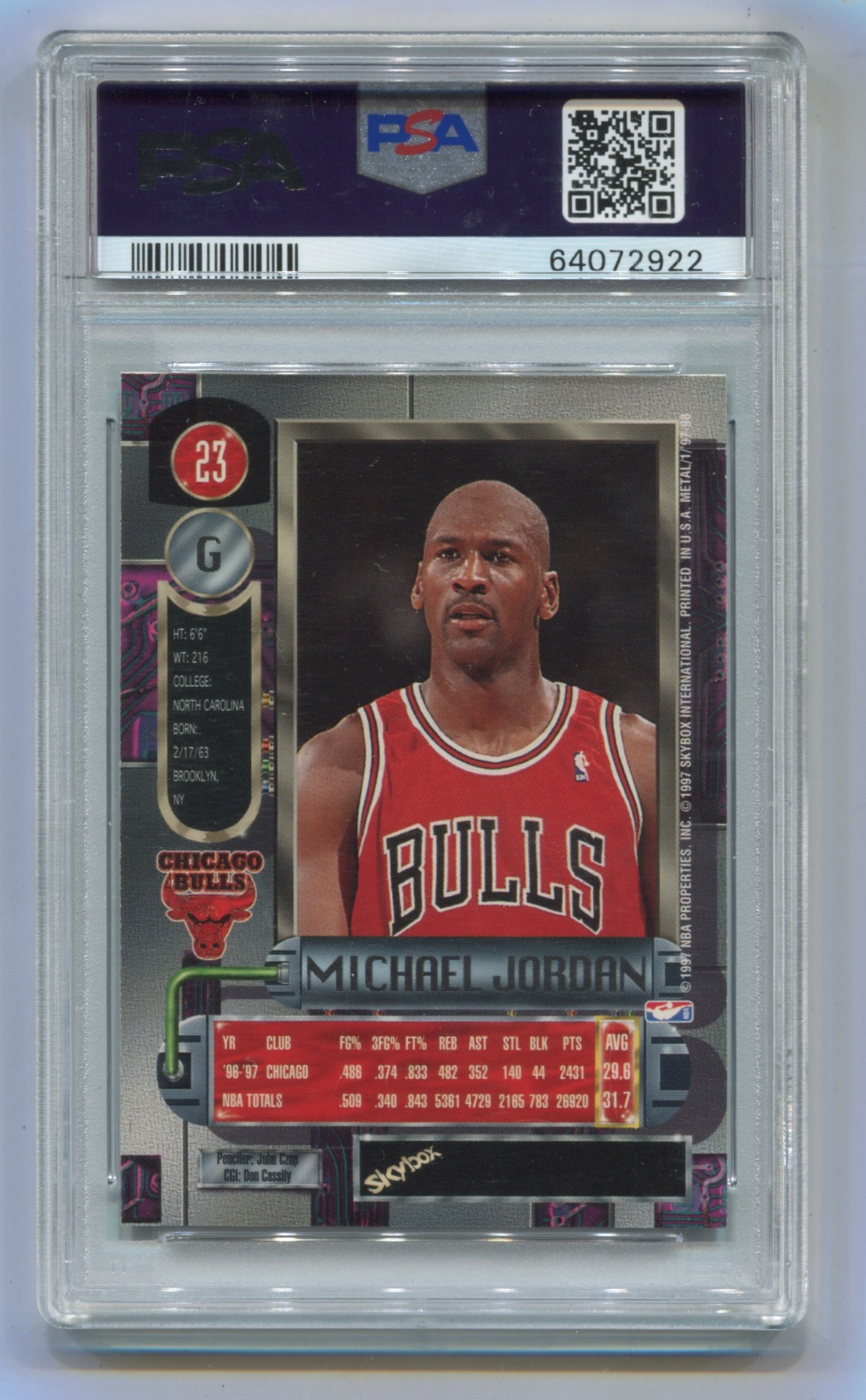 1997-98 Metal Universe #23 Michael Jordan PSA 7