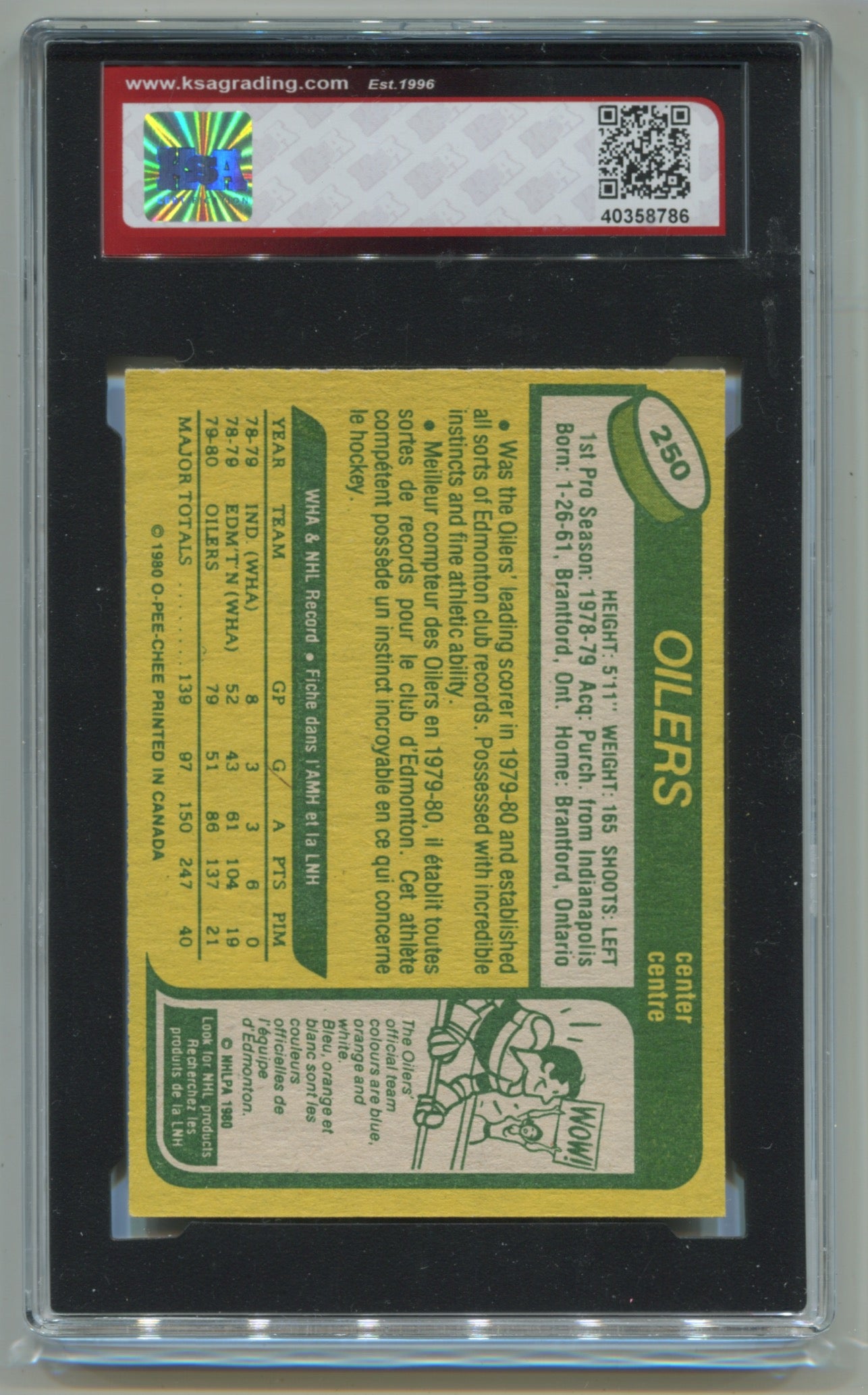 1980-81 O-Pee-Chee #250 Wayne Gretzky KSA 9
