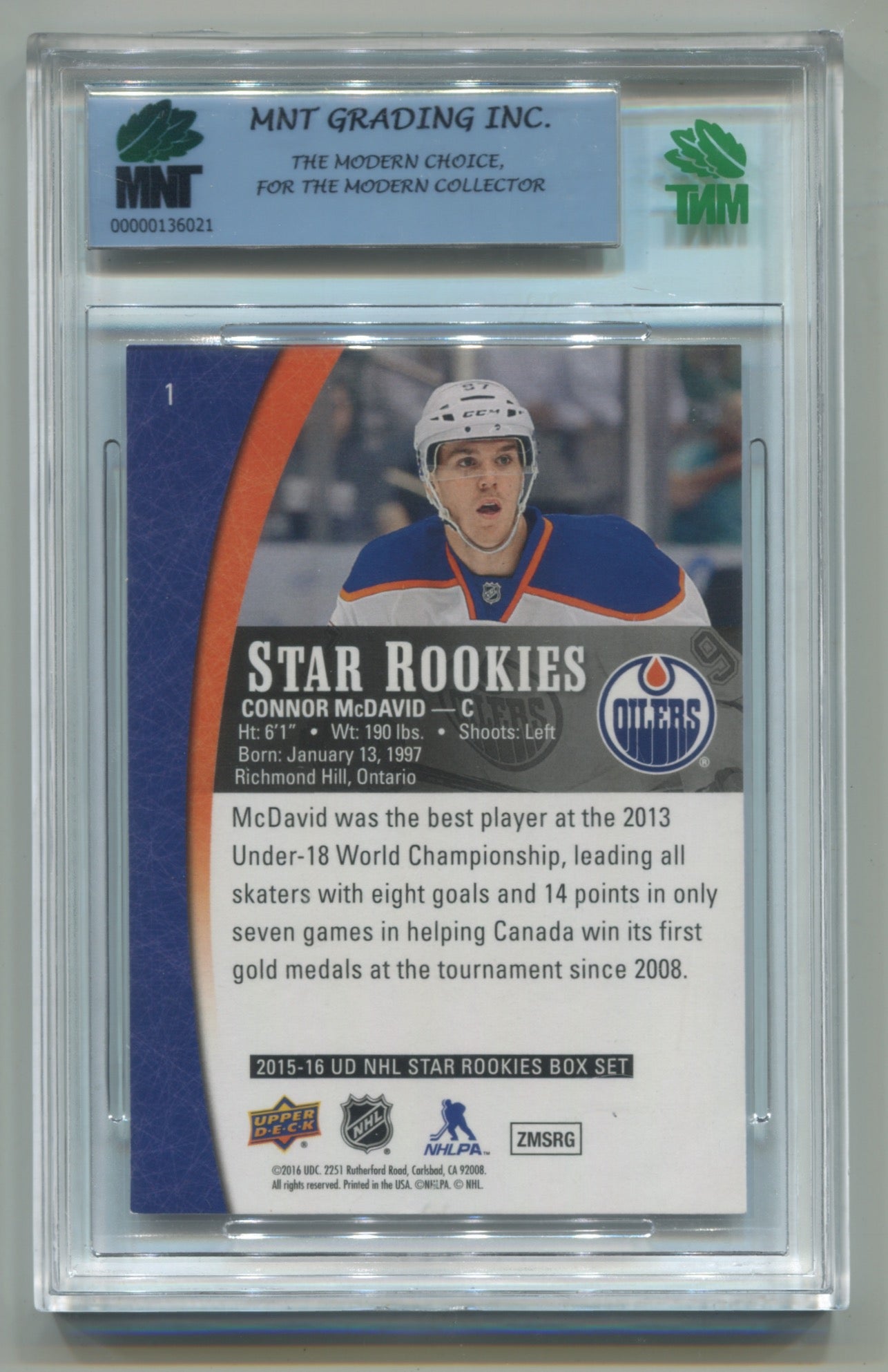 2015-16 UD Star Rookies #1 Connor McDavid MNT 8.5 (Rookie)