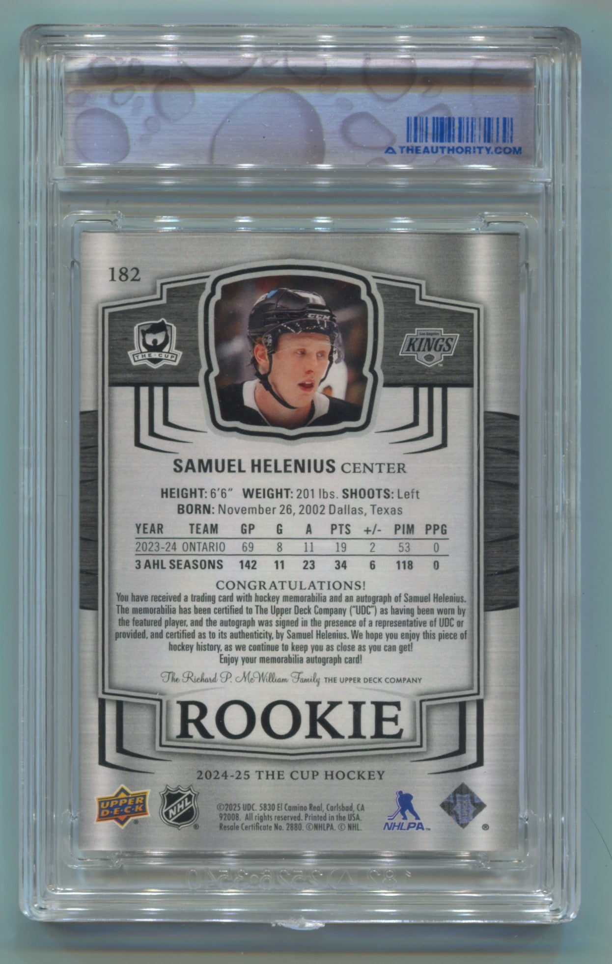 2024-25 Upper Deck The Cup #182 Samuel Helenius #166/249 (Rookie)