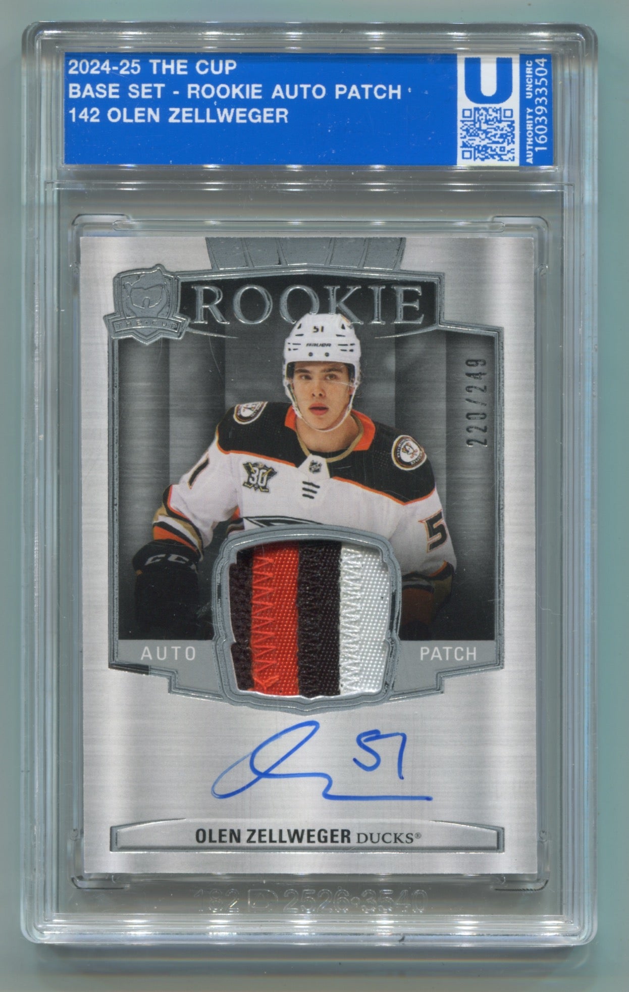 2024-25 Upper Deck The Cup #142 Olen Zellweger #220/249 (Rookie)