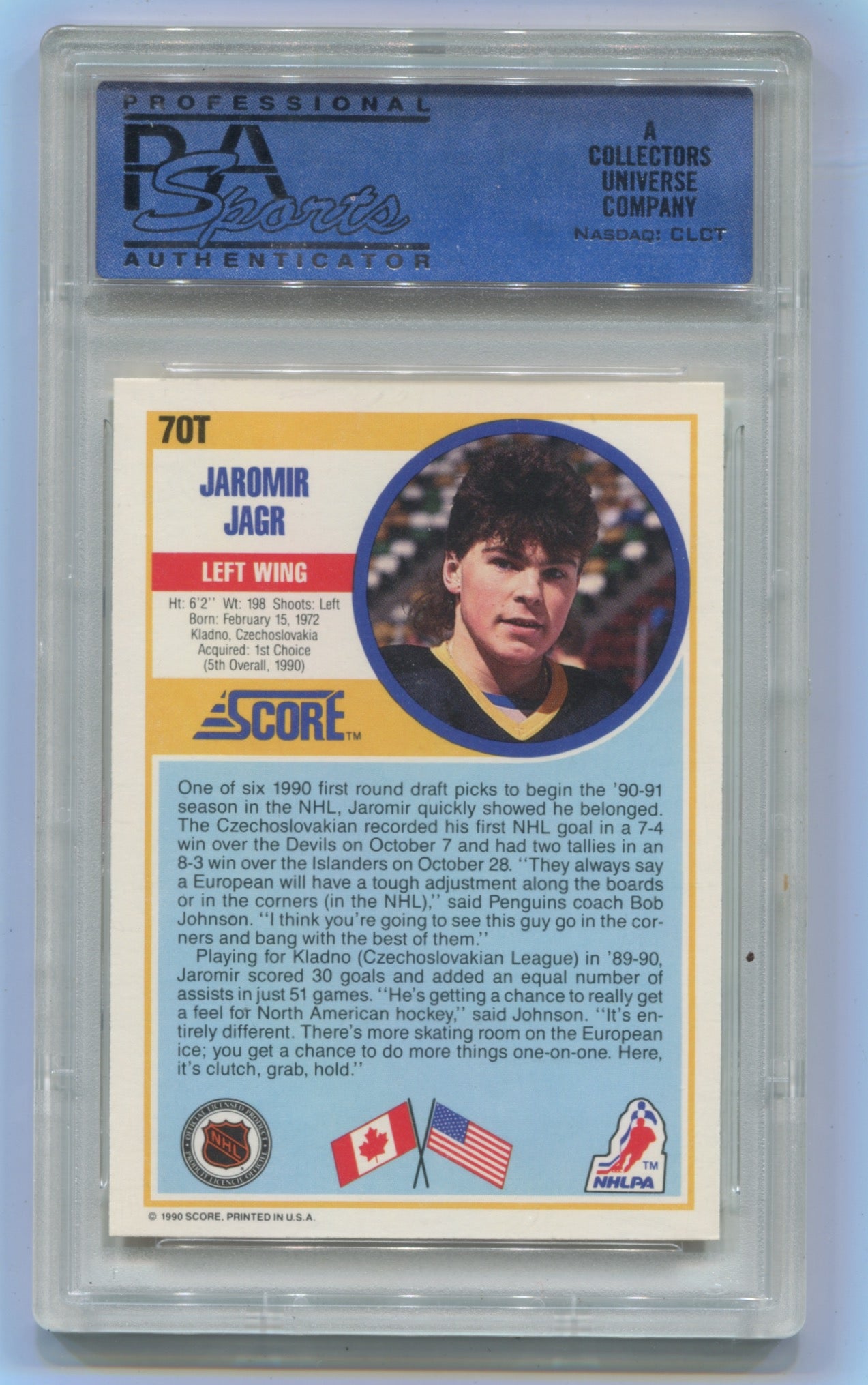 1990-91 Score Traded #70T Jaromir Jagr PSA 10 (Rookie)